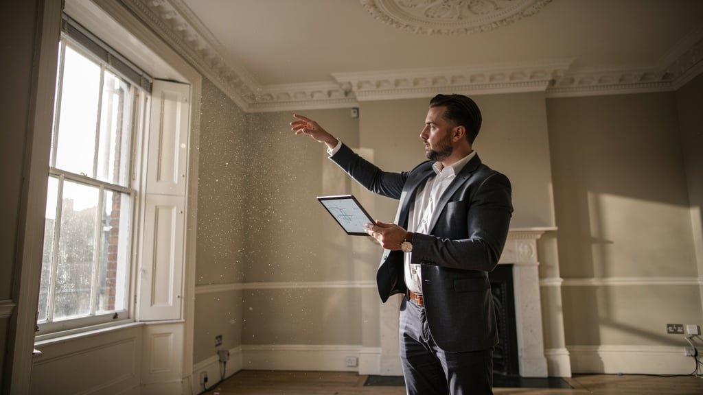 Professional surveyor conducting property inspection in London